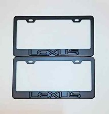 2 Pcs Black License Plate Frame For 3d Lexus Logo