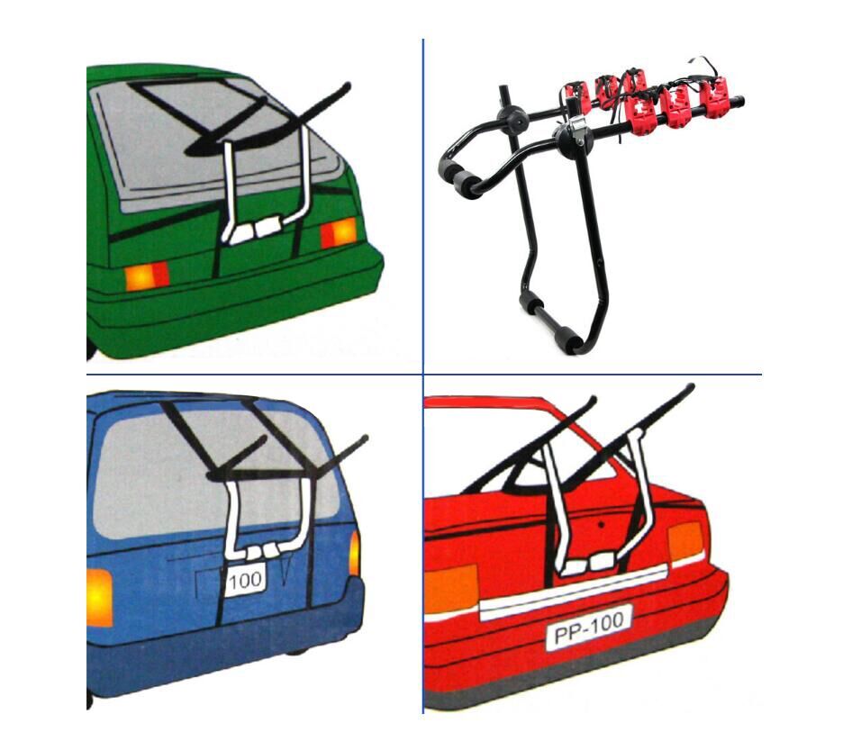3Bike Carrier Rack Folding For Most Trunk Mounted Hatchback SUV Car SportBicycle