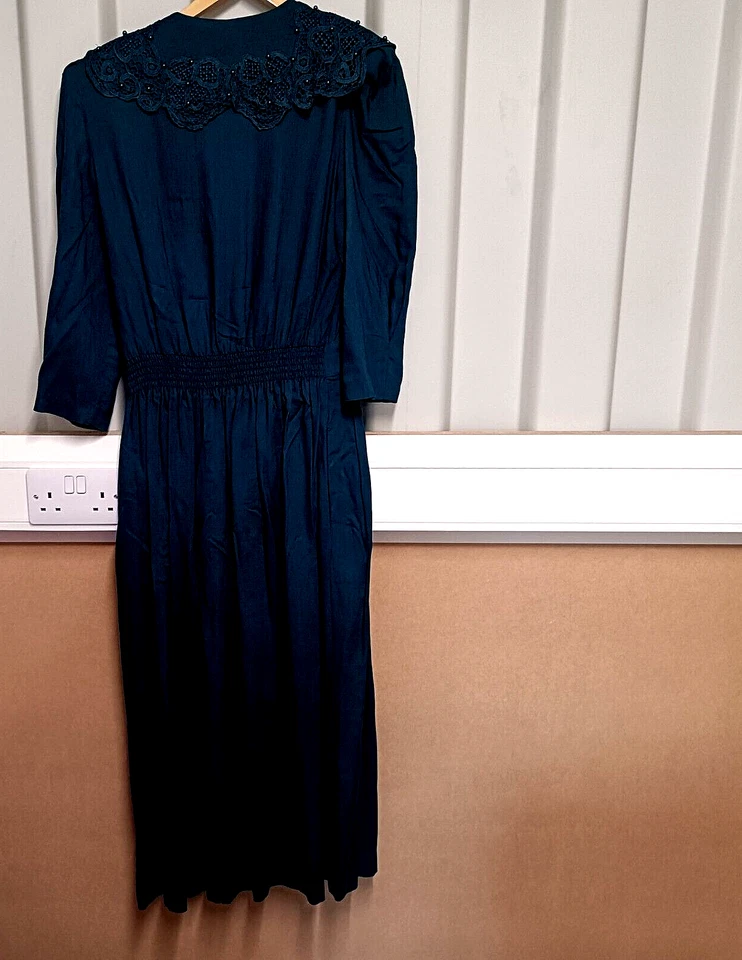 L.G.Star Womens Dress Green Size UK 10 Western Beaded Midi Vintage Pockets - Image 2 of 4