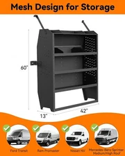 Cargo Van Shelving Storage System for Ford Transit Ram Promas 42"W x 60"H x 13"D