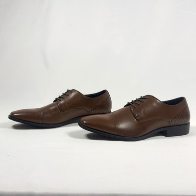 Kenneth Cole Unlisted Lesson Plan Men's Cap Toe Derby Dress Shoes Cognac Size 8