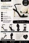 Nine West Women’s Ankle Strap Leather Sandals Black/Gold Stiletto Size 6 — photo 1
