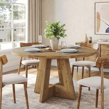 47-Inch Solid Wood Round Dining Table Farmhouse  Kitchen Table for 4-6 People