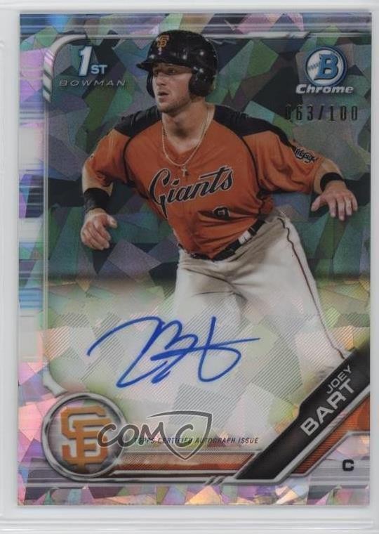 2019 Bowman Chrome Prospect Atomic Refractor 63/100 Joey Bart #CPA-JB Auto 1q5