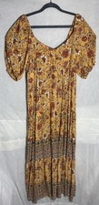 Knox Rose Woman XXL Maxi Dress Smocked Tiered Short Sleeve Beachy Boho Hippie