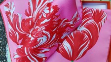 Hermes. Gavroche. Seidentuch.Tulpomanie. Tulpen. Lachs-Rot. Neu Mit Karton
