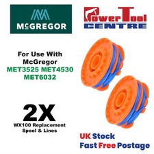 2x McGregor MET3525 MET4530 MET6032 Grass Trimmer Spool & Line Fast Postage