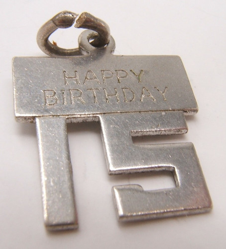 VTG WELLS STERLING SILVER CHARM HAPPY BIRTHDAY 15