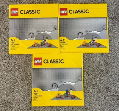 New LEGO 3-PACK Classic Gray Baseplate 48X48 (15  x 15 ) Stud Foundation #11024