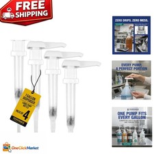 BPA-Free 1 Gallon Pump Dispenser with Anti-Drip Valve - 4 Pack for Any Liquid