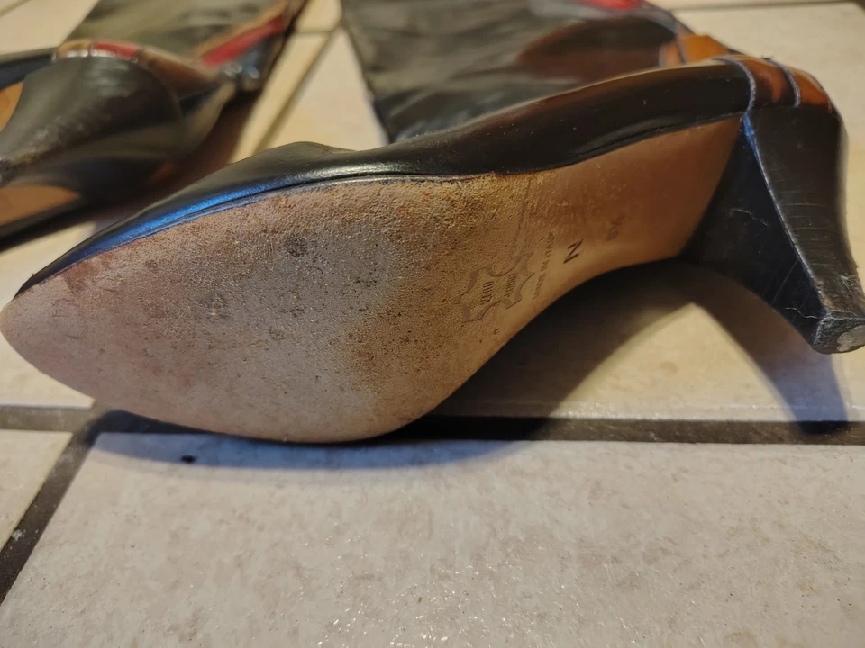 j.renee antonio rossi womens vintage black leather heelboots 6.5. made in italy - Image 4 of 4