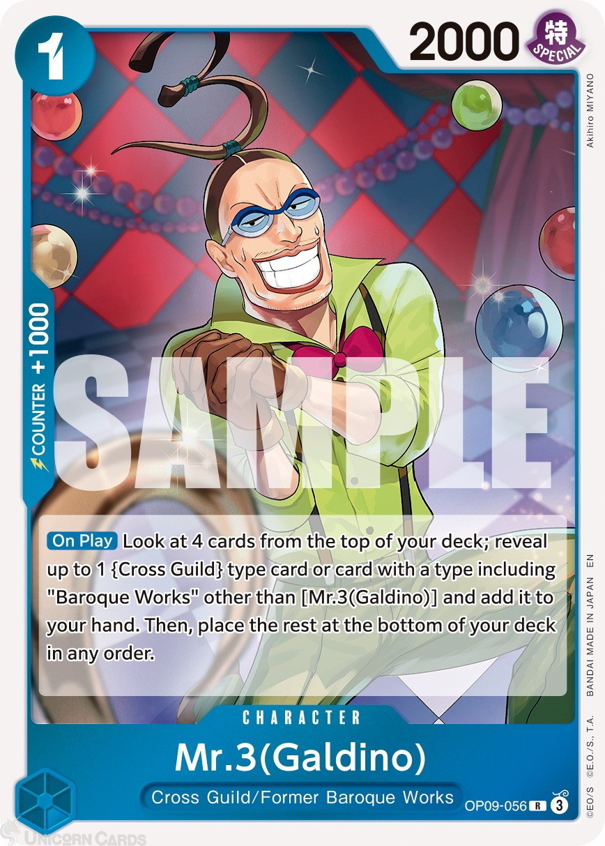 OP09-056 Mr.3(Galdino) : Rare Foil English One Piece TCG Card : PRB02: One Piece