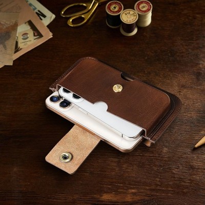 Herren Gürteltasche aus echtem Leder für iPhone 16 Pro Max Handyholster