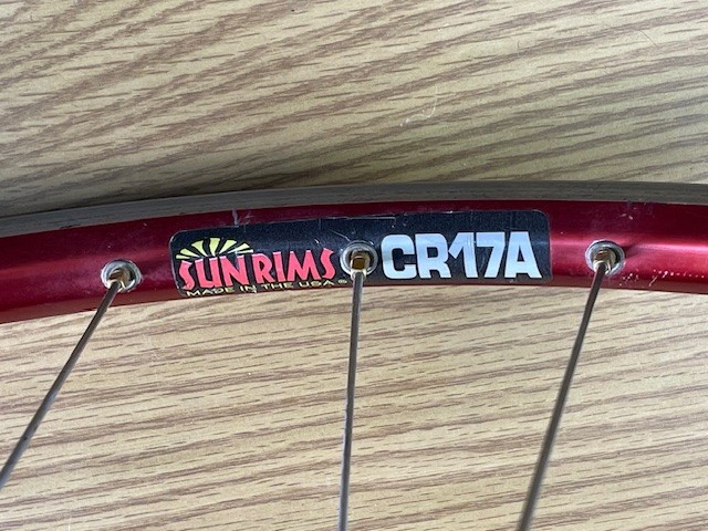 Sun Rims Red Anodized CR17A Front Wheel 26