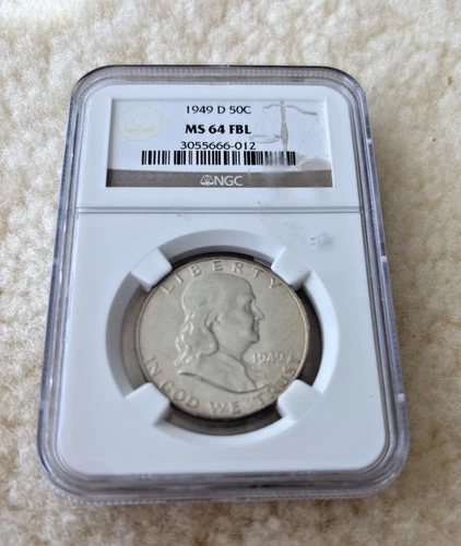 1949 D FRANKLIN HALF DOLLAR NGC MS-64 FBL- UNCIRCULATED - 50C