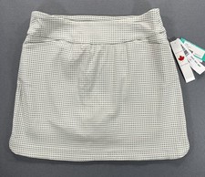 Nuevo con etiquetas Pantalón Corto Tribal Elia Mini Bolsillo Ranura Talla 12 Marfil y Gris Cuadros Elastizado