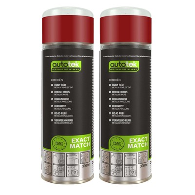 2x Autotek Citroen rubinrot hochdeckender Aerosol-Sprühlack schnelltrocknend 300 ml