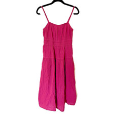 Old Navy Fuchsia Dress Spagetti Straps Peasant Elastic Smocking Pockets Size S