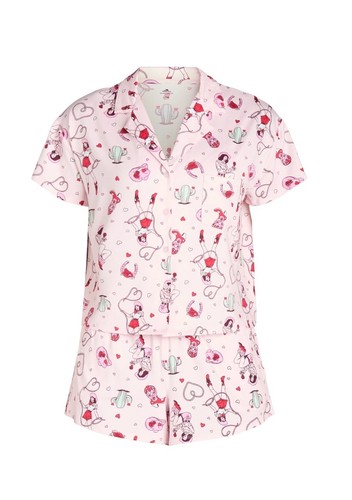 Women's Valentine's Day Print Shorty Notch Collar Pajama Set Way to Celebrate