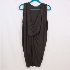 Riller & Fount Drape Front Dress 2 (M) Charcoal Women Sleeveless Modal Jersey