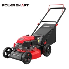 PowerSmart 18" Gas Push Lawn Mower,144 cc 4Cycle, 3-in-1, Durable Steel Deck