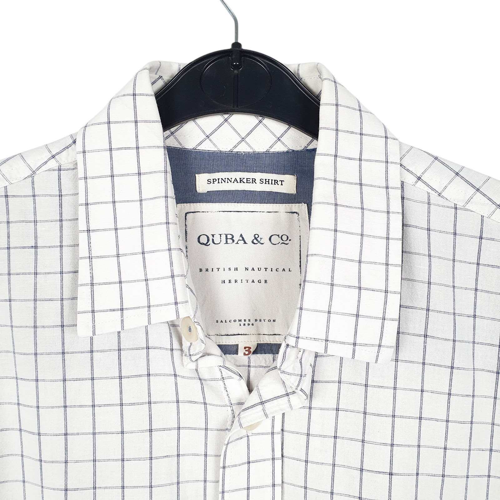 QUBA & CO White Check Shirt Spinnaker Long Sleeve Casual Cotton Mens M image 2