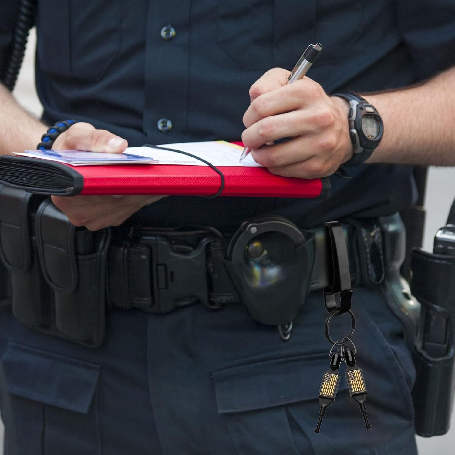 Flat Swivel Handcuff Key - Universal Cuff Key with Detachable Keyring (2 Pack)