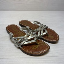 SAM EDELMAN Kids Gigi Georgette Silver Strappy Slip-on Sandal Girl's Size 6