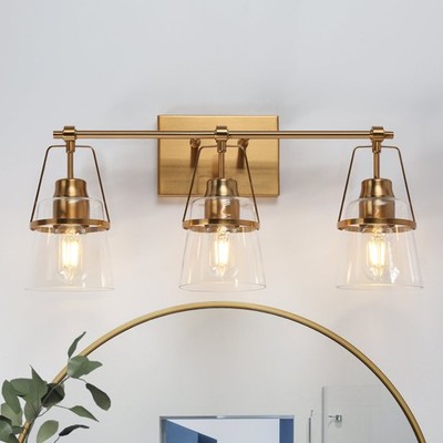 LNC Modern  Dendrophyllia 3-Light Black and Brass Vanity Light