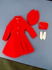 Vtg 1964-65 Mattel Skipper Doll Red Velvet Coat Hat Purse Shoe “Dress Coat 1906”