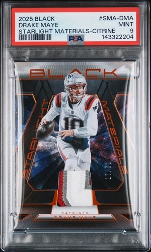 2025 PANINI BLACK STARLIGHT MATERIALS CITRINE #SMA-DMA DRAKE MAYE 17/50 PSA 9