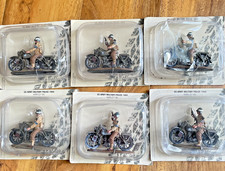 6 x 1/32 scale WW2 metal soldiers on Motorbikes  US military police DAMAGED