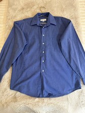 Joseph  Feiss Men  s Blue Dress Shirt 15.5 34/35 Long Sleeve Button Up Cotton