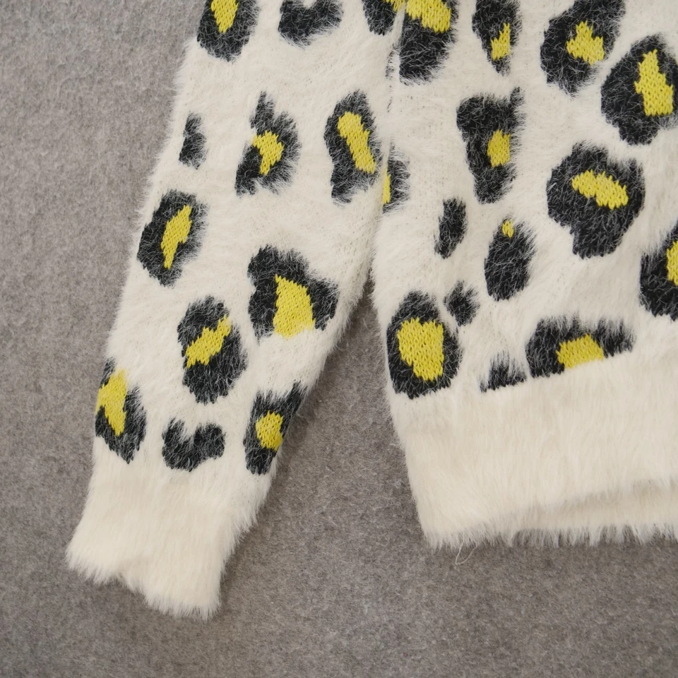 Suéter Express Mujer Grande Beige Estampado Guepardo Piel Pullover Crew Nuevo Foto 4 de 4