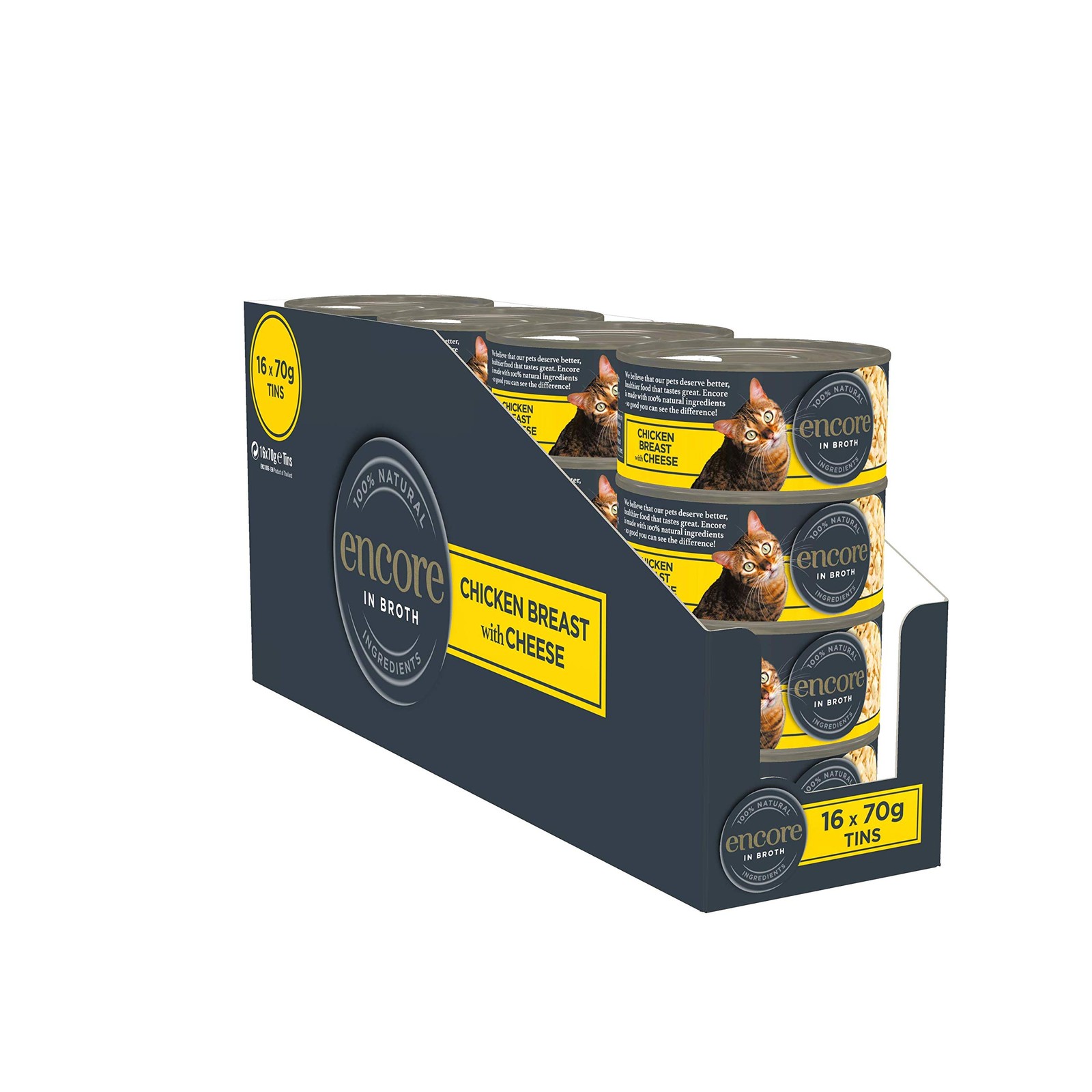 Encore Natural Wet Cat Food Cans, Chicken with Cheese in Broth - 16 x 70g - Image 3