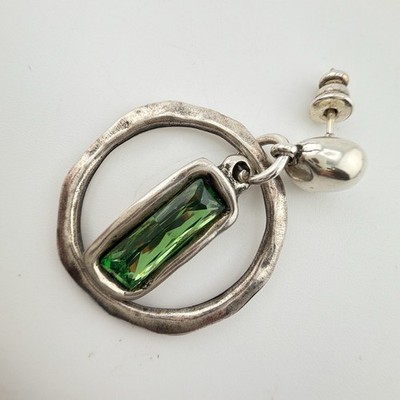 UNO de 50 Sterling Silver Green Crystal Hoop Dangle Earrings AAW23