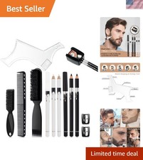 Beard Care Essentials: 12-Pc Grooming Kit with Barber Comb Pencils