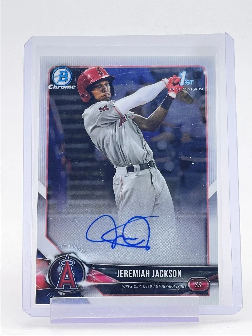 JEREMIAH JACKSON 2018 BOWMAN CHROME DRAFT 1ST AUTOGRAPH ANGELS AUTO Q1725