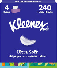 Kleenex Ultra Soft Facial Tissues, 4 Cube Boxes, 60 Tissues per Box, 3-Ply 240