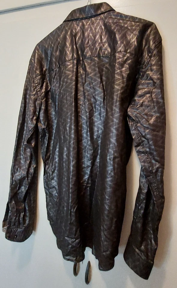 EIGHT X Men's Zig Zag Pattern Slim Fit Stretch Shirt | L | Black NEW! RETAIL $80 - Image 2 of 4