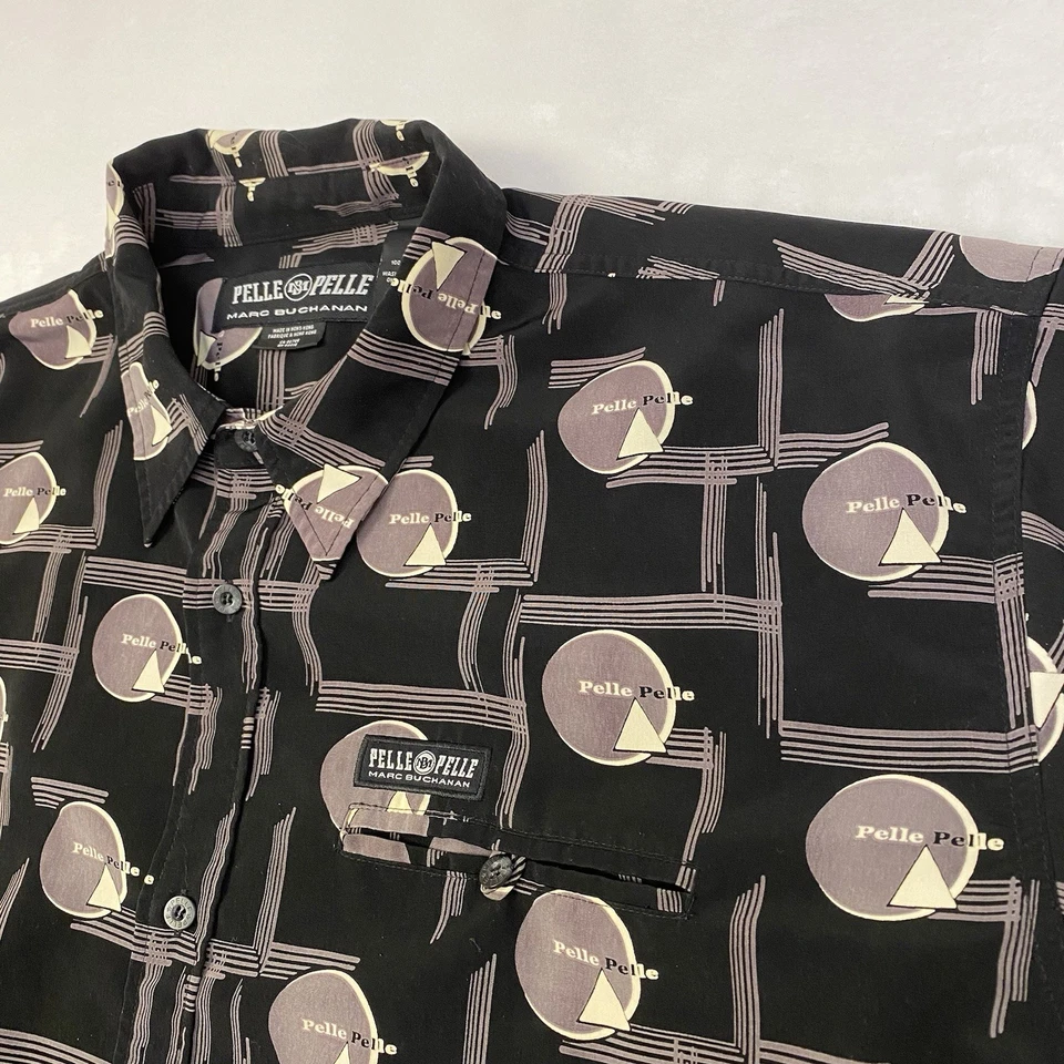 Camisa Pelle Pelle Marc Buchanan L/S Abotonada Para Hombre Hip Hop 3XL Y2K AOP Logo De Colección Foto 3 de 4