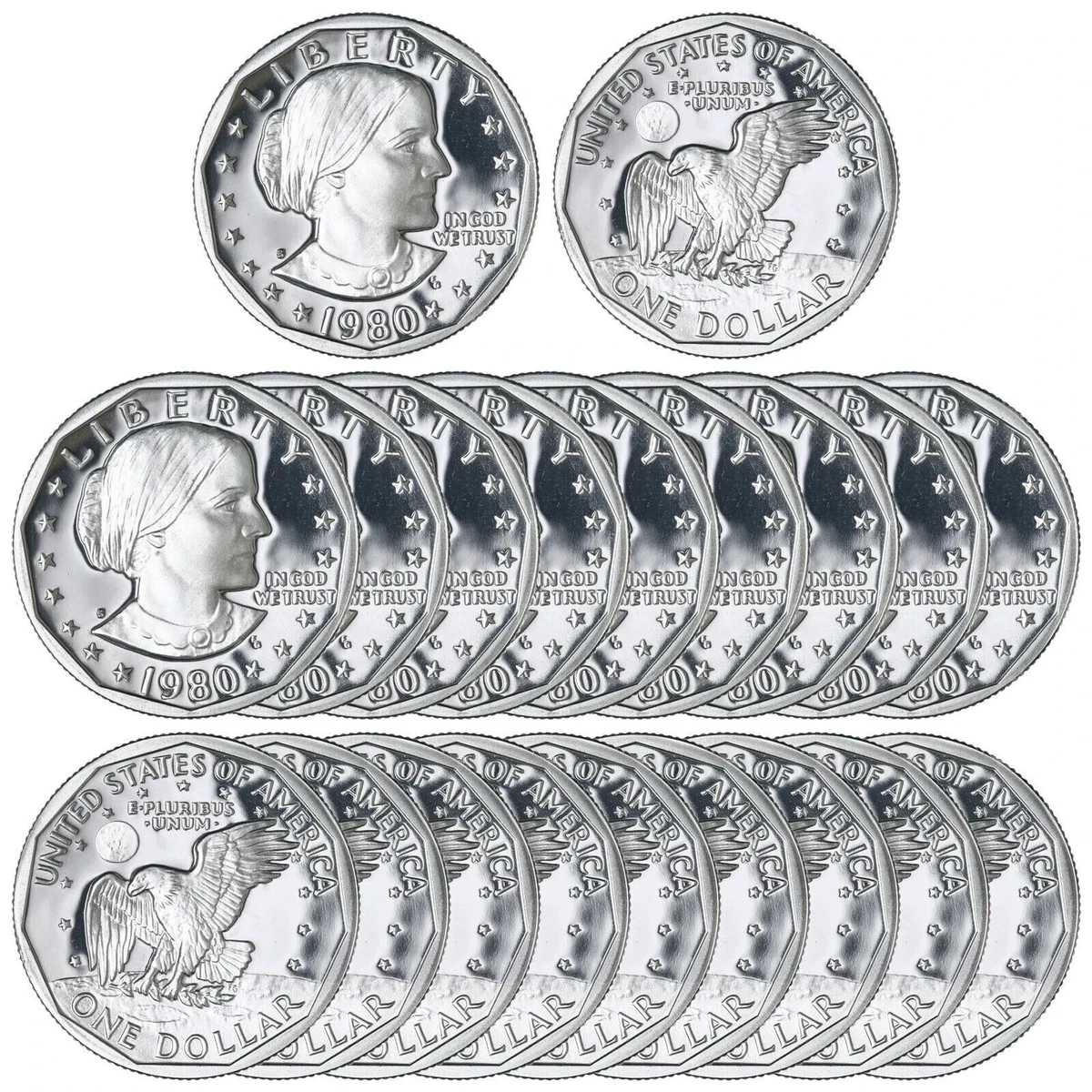1979-S タイプ1 1980-S 1981-S タイプ1 スーザン・B・アンソニー ドル 3枚