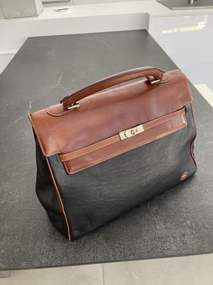BALLY Vintage Bicolor Leather Top Handle Bag Turn Lock - Extra Large 40cm