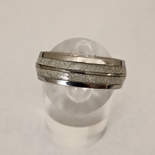 Silver Stainless Steel Wedding Band - Smooth Silver Center Inlay