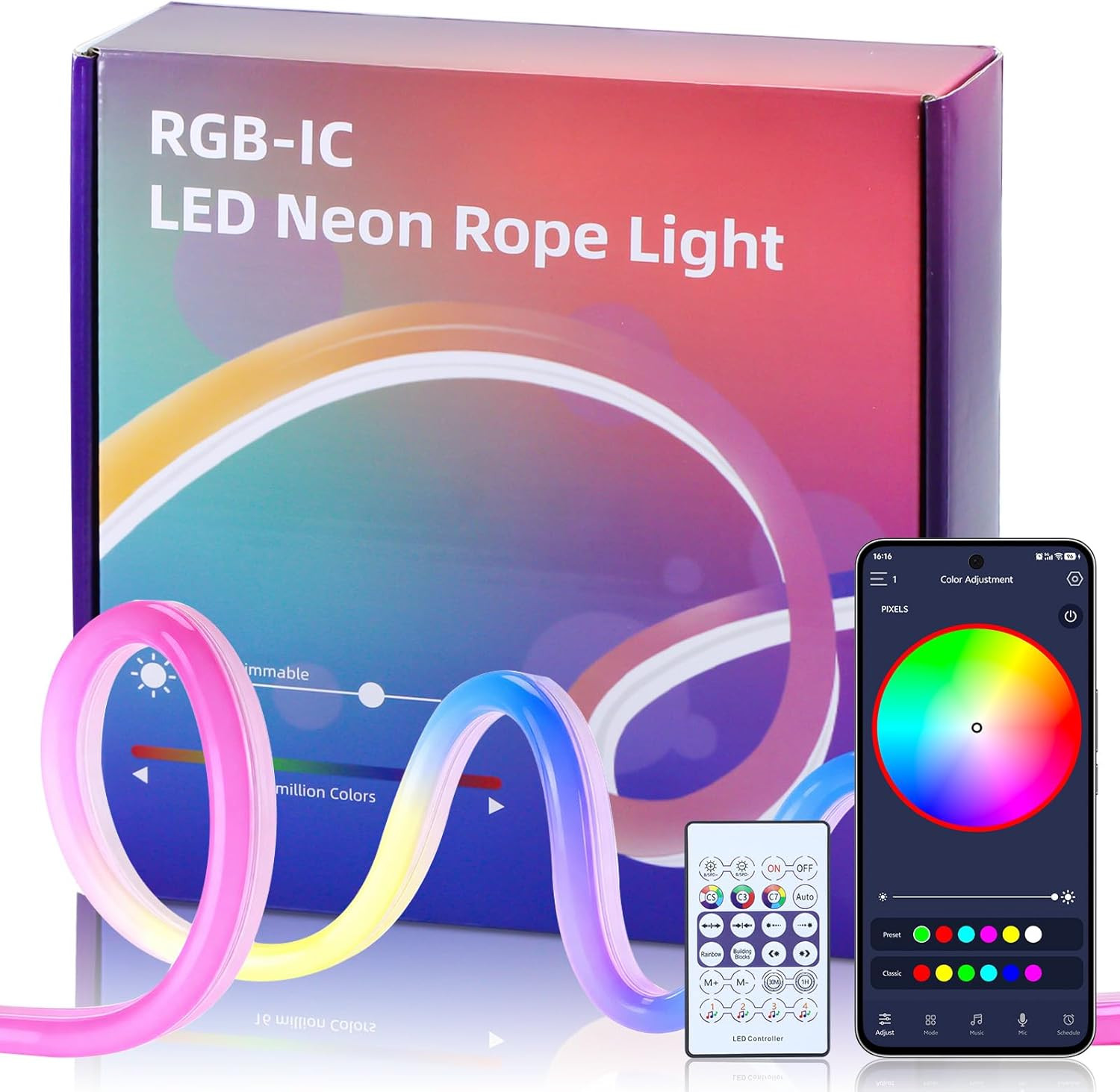 Striscia Neon LED RGB Smart 12V: Illuminazione Lineare Gestita da App