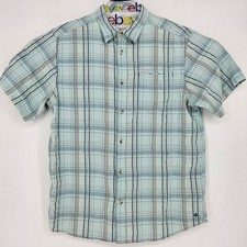 Columbia Shirt Mens Medium PFG Vented Fishing Omni Shade Button Up Green Plaid