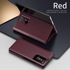 For Galaxy Z Fold 7/6/5/4/3 Smart Window Folio Leather Wallet Card Slot Case