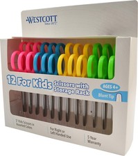 Westcott School 5in Kids Scissors Blunt Tip Left/Right Handed 12-Pack Assorted