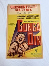 1939 Gunga Din Original 14x22” Window Movie Poster Cary Grant Joan Fontaine