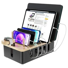 Metal Charging Station Dock for Phone Tablet Smart Watch Organizer Black